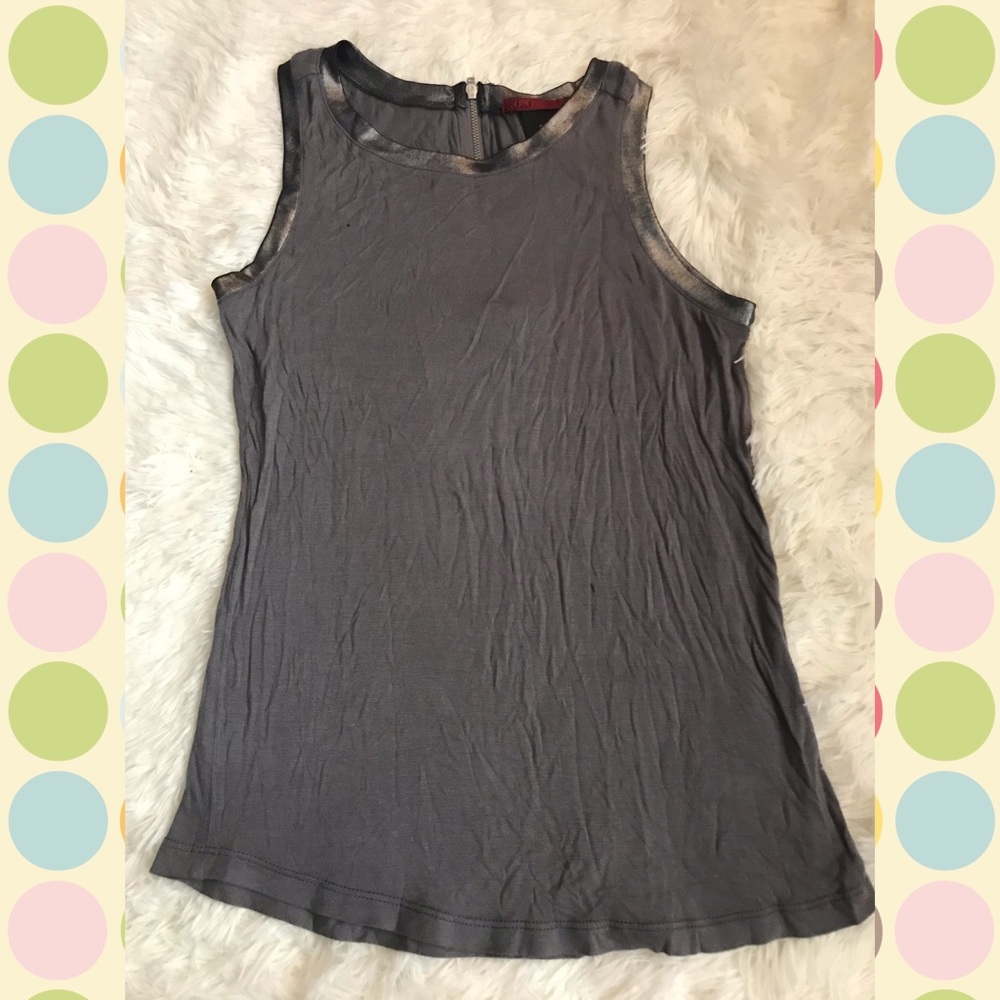 Gray Metallic Rim Tank Top